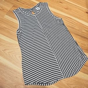 CaBI sleeveless grey white striped tank